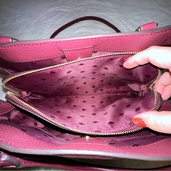 Kate Spade ♠️ JACKSON MEDIUM TRIPLE COMPARTMENT SATCHEL & MATCHING WALLET berry - Picture 10 of 15